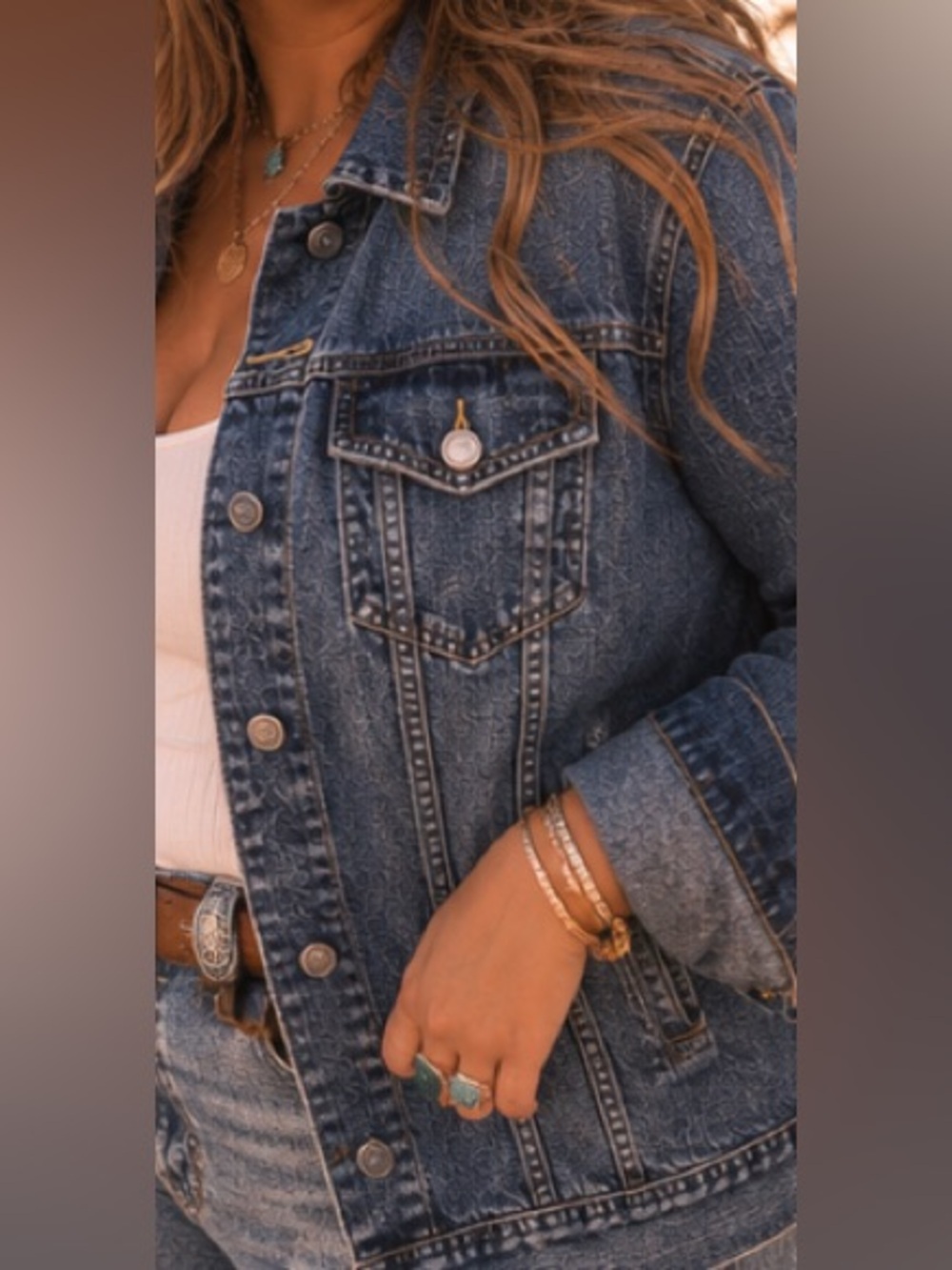 Old Navy Distressed Medium Blue Denim Jean Jacket - Picture 5 of 10